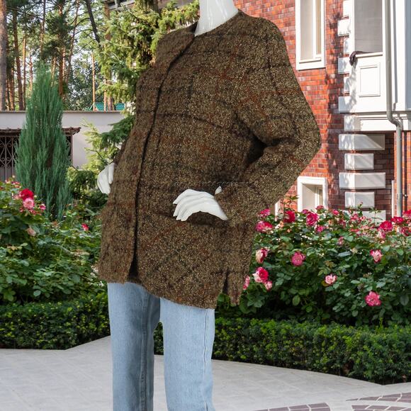 Checkered Wool Sweater Jacket - Picture 3 of 13